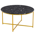 Free Shipping Luxury Nordic Modern Center Table Round Wood Gold Marble Coffee Table